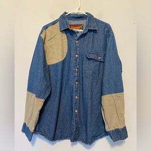 Vtg Avid Outdoor Men’s XL Denim Long Sleeve Hunting/Shooting Button Up Shirt